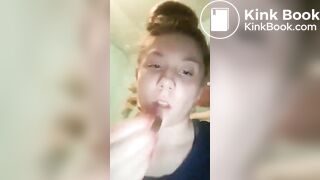 Scat girl licks shit
