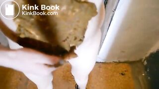 skinny brunette shitting