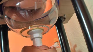 Swallowing poop through funnel