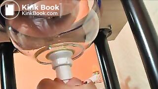 Swallowing poop through funnel