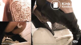 Japanese girl caught shitting in public bathroom