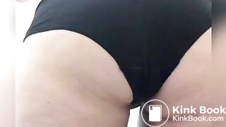 Poop in black panties