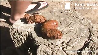 Girl takes a shit outside