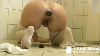 Hot big tits babe huge shit turd