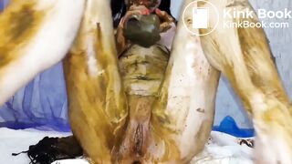 sexy topless Russian girl shitting and pissing