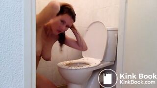 Dirty woman in the toilets