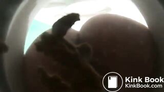 Girl shits into the toilet bowl part 3