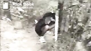 Beautiful brunette takes huge dump outdoors