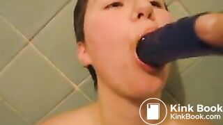 Amateur scat dildo suck puke