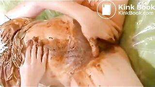 Girl masturbates and licks her shit