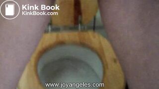 Milf pooping a big load in the toilet for us