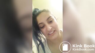 Girl films herself having a soft poop
