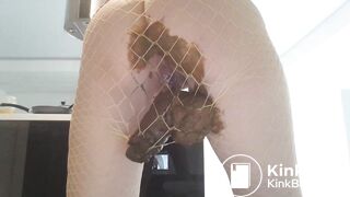 Hot blonde babe shitting