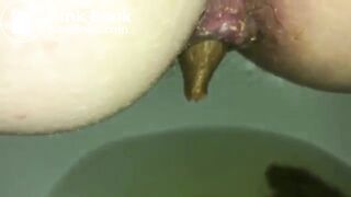 Peeing While Dropping a Firm Log into the Toilet