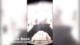 Mix of Japanese girls shitting in public toilet