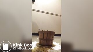 Nasty girl making a mess in a public toilet