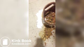 Nasty girl making a mess in a public toilet