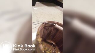 Nasty girl making a mess in a public toilet