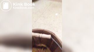Nasty girl making a mess in a public toilet