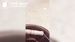 Nasty girl making a mess in a public toilet