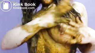 Blue Bra filled with shit rubbed in hair