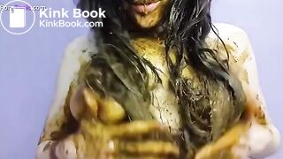 Blue Bra filled with shit rubbed in hair