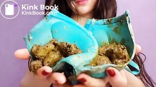 Blue Bra filled with shit rubbed in hair