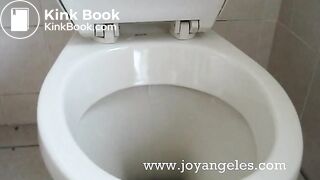 S.. squats over the toilet and poops for our pleasure