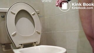 S.. squats over the toilet and poops for our pleasure