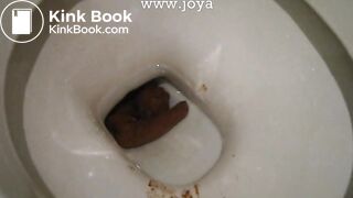 S.. squats over the toilet and poops for our pleasure