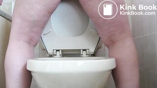 S.. squats over the toilet and poops for our pleasure