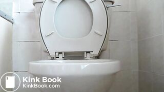 S.. squats over the toilet and poops for our pleasure