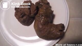 brunette shitting a hard turd