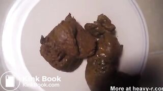 brunette shitting a hard turd