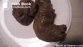 brunette shitting a hard turd