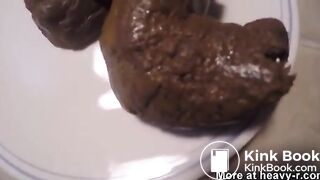 brunette shitting a hard turd