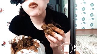 Eating shit out of white pantyhose