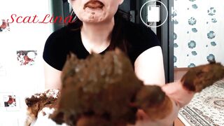 Eating shit out of white pantyhose