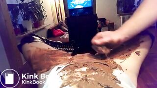 whore gets shit smeared on pussy