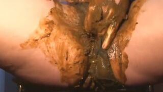 Very messy panty poop