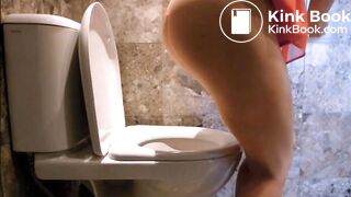 blond beauty pooping in toilet - video 2