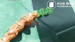 DIRTY WHORE SHITTING IN THE GARDEN FILLING WATER ASSHOLE