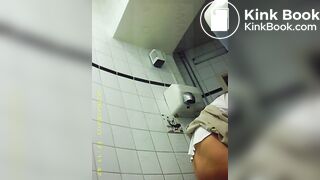 pooping and pissing woman in toilet, pooping at 31.11