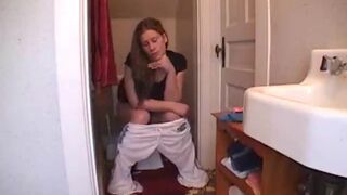 cute and sexy blonde has the shits