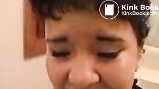 Cute teen shits in the toilet for us