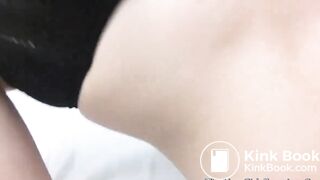 nice woman pooping on toilet