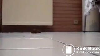 GIRL SHITTING ON HER LONG LEGS, LIQUID SHIT