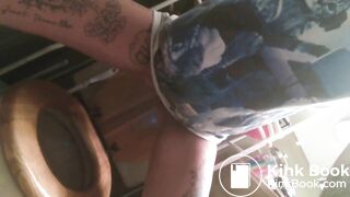 Biker chic poops three times