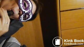 mature whore licks shitty dildo