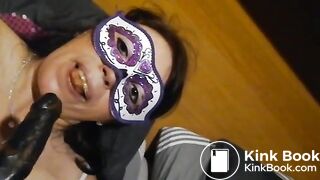 mature whore licks shitty dildo